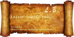 Leirer Boglárka névjegykártya